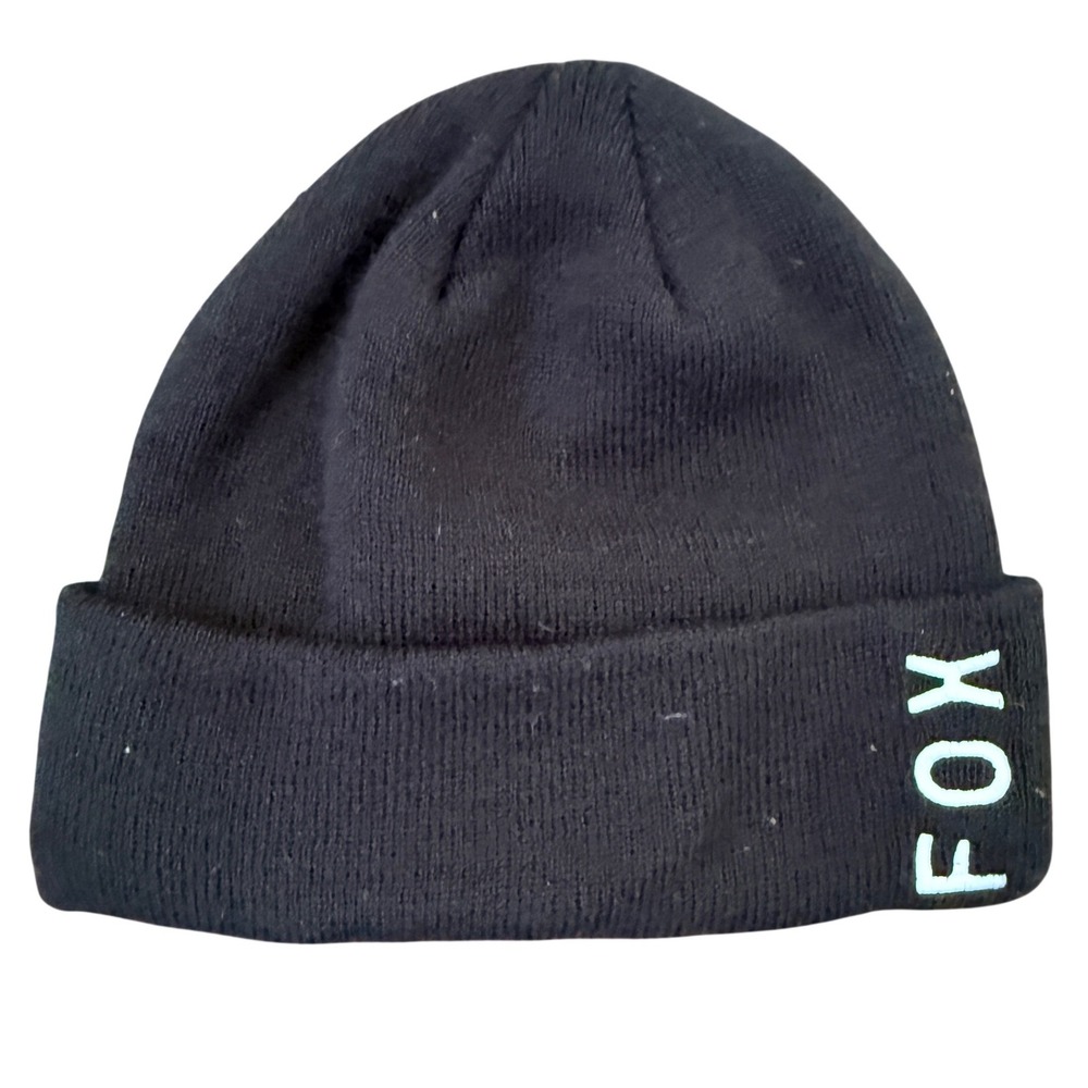 Fox Racing Women's Word‎ Mark Black Knit Beanie Hat Logo Winter Skate Streetwear